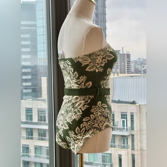🆕 ZIMMERMANN 🧿 NWT Paisley Bandeau 1PC Swim Suit, Khaki Cream - Sz 2 US 6 - Picture 8 of 16